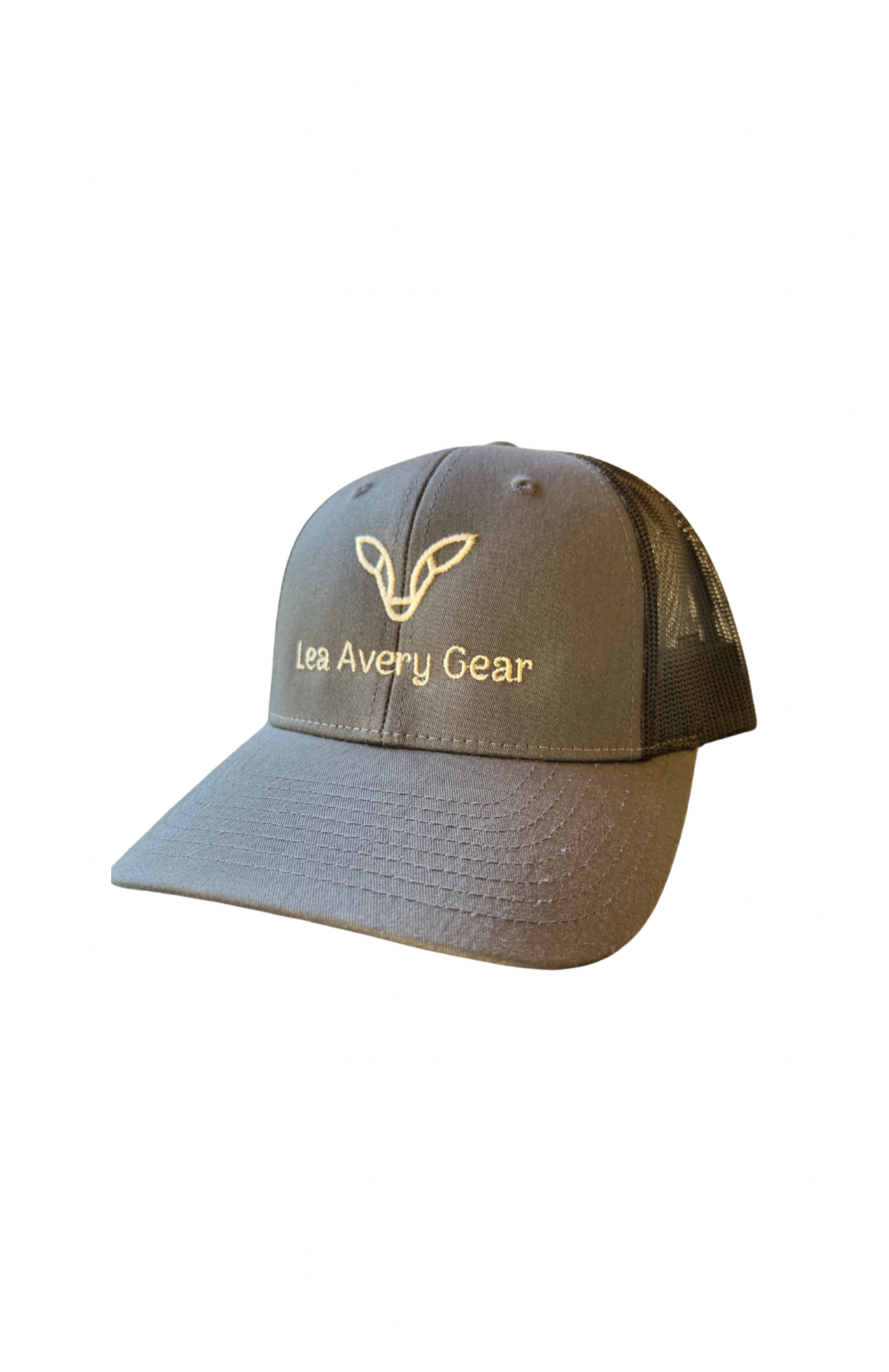 Grey and black trucker hat