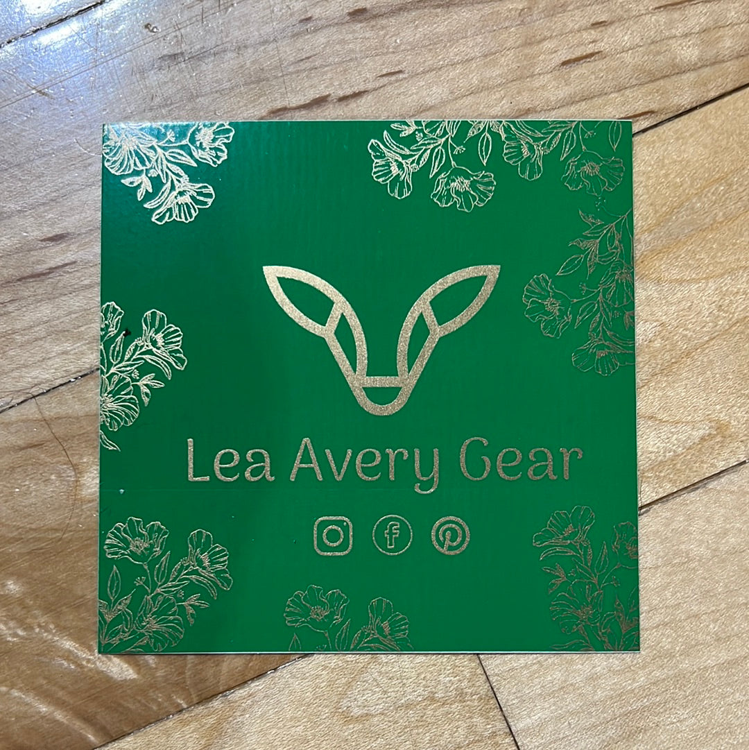 Shimmery Logo Sticker. Green with logo.